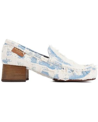 Acne Studios Almond Toe Distressed Loafers - White
