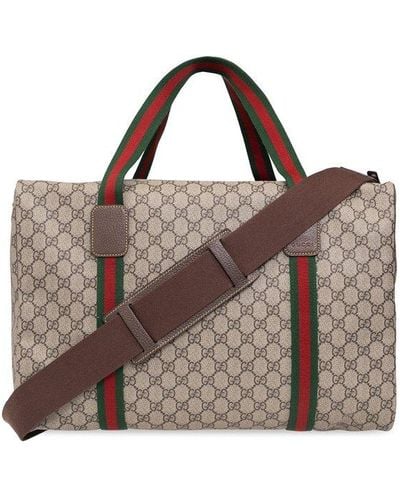 Gucci Web Striped Duffle Bag Xl - Brown