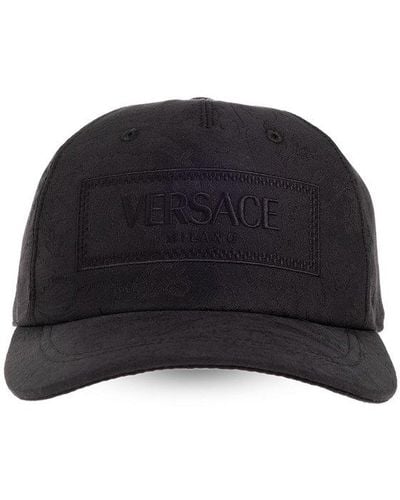 Versace Baseball Cap With Barocco Pattern, - Black