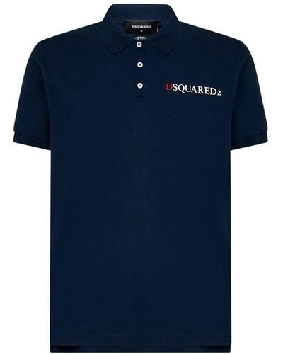 DSquared² Logo-printed Short-sleeved Polo Shirt - Blue