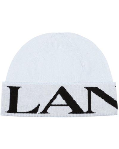 Lanvin Beanie With Logo Hat - White