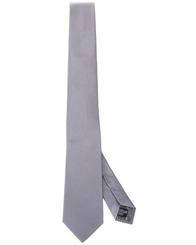 Emporio Armani Interwoven Pointed-tip Tie - Gray