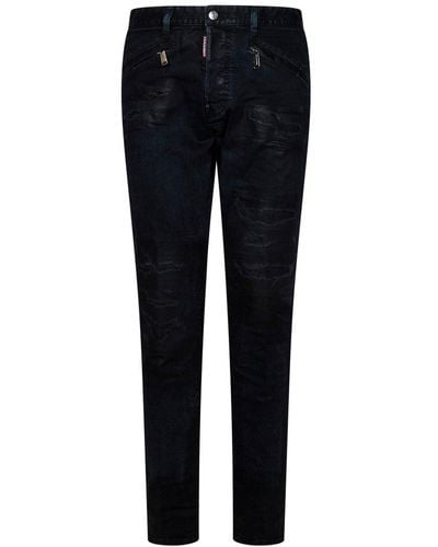 DSquared² Logo Patch Ripped Cool Guy Jeans - Blue