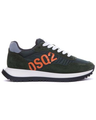 DSquared² Logo Printed Lace-up Trainers - Black