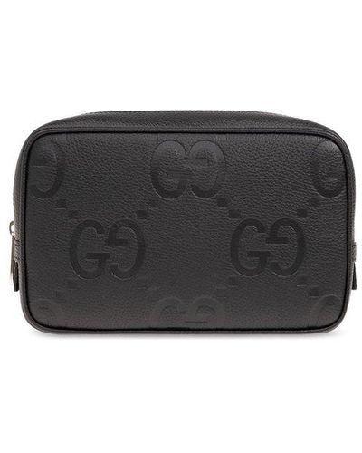 Gucci Jumbo GG Monogrammed Wash Bag - Black