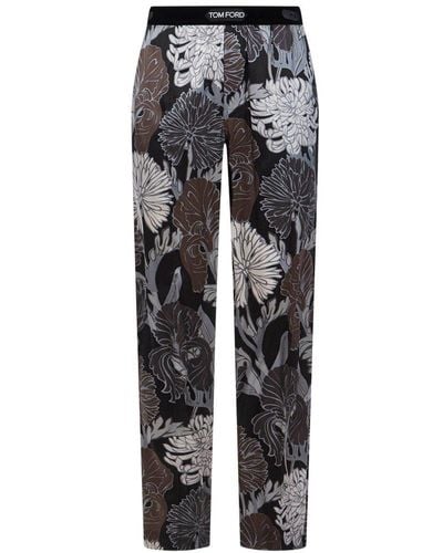Tom Ford Floral-printed Flared Trousers - Black