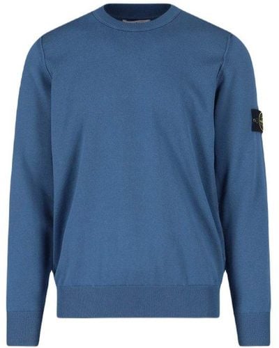 Stone Island Logo Sweater - Blue