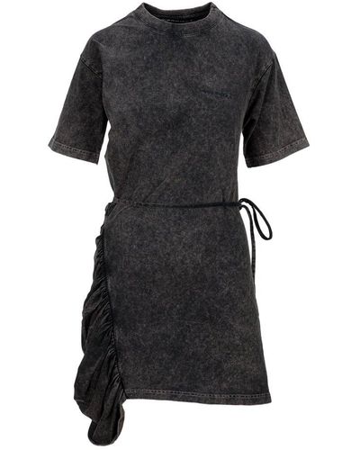 Y. Project Draped Cotton T-shirt Dress - Black