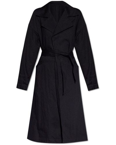 Yohji Yamamoto Single-breasted Belted Trench Coat - Black