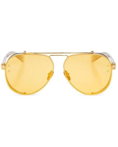 BALMAIN EYEWEAR Capitane Pilot Frame Sunglasses - Yellow