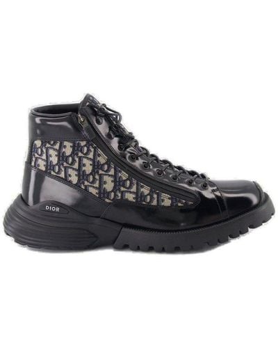 Dior Homme Monogrammed Lace-up Boots - Black