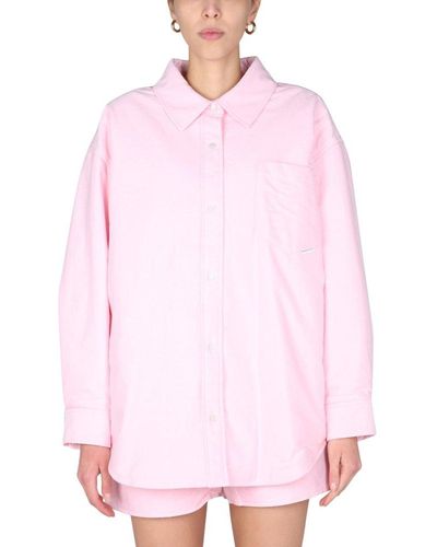 Alexander Wang Striped Padded Shirt Jacket - Pink