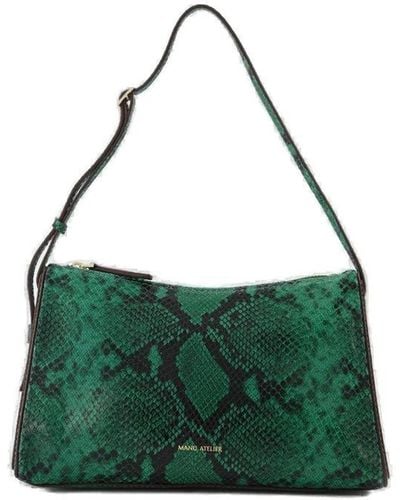 MANU Atelier Embossed Zipped Shoulder Bag - Green