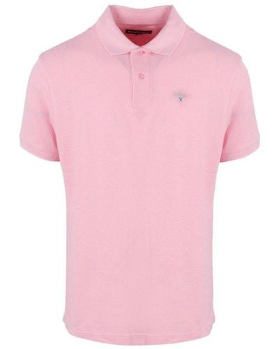 Barbour Logo Embroidered Short Sleeved Polo Shirt - Pink