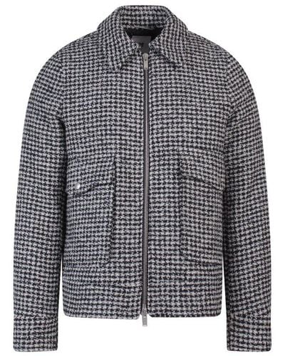 PT Torino Full-zip Chequered Jacket - Grey