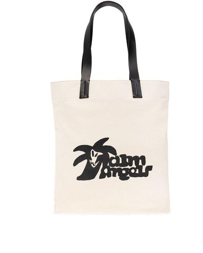 Palm Angels Shopper Bag With Logo - Natural