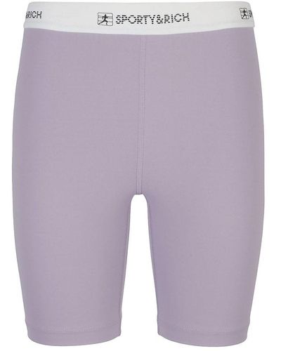 Sporty & Rich Logo Waistband Fitted Shorts - Purple