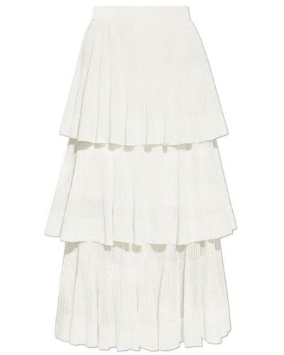 Zimmermann Natura Tiered Ruffle Skirt - White