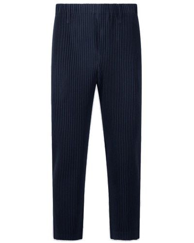 Homme Plissé Issey Miyake Basic Mid-rise Tapered Trousers - Blue