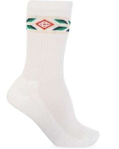 Casablancabrand Laurel Patterned Intarsia Knitted Socks - White