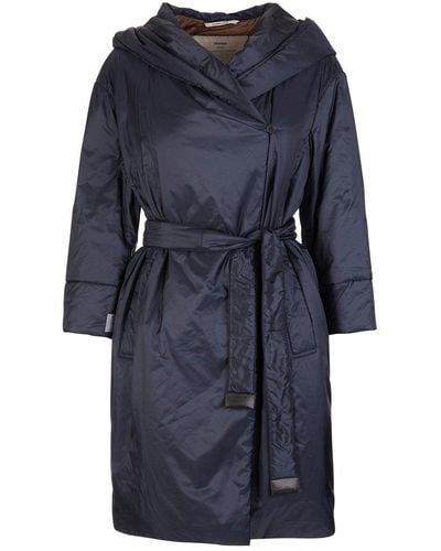 Max Mara The Cube Water-repellent Belted Coat - Blue