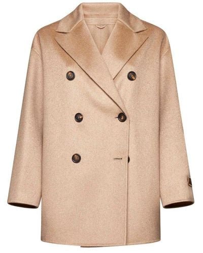 Brunello Cucinelli Double-breasted Knitted Coat - Natural