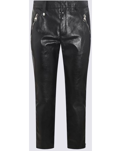 Alexander McQueen Black Leather Trousers - Grey