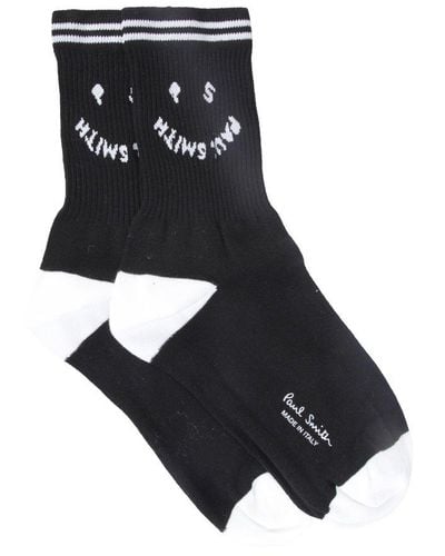 Paul Smith Cotton Socks With Happy Face Logo - Black