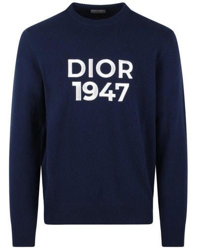 Dior Logo Printed Knit Sweater - Blue