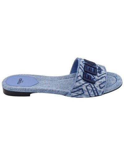 Fendi Signature Denim Sandal - Blue