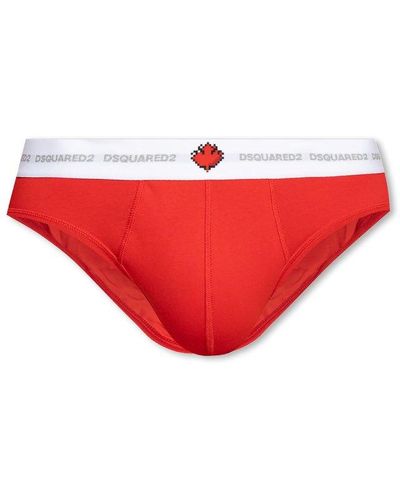 DSquared² Cotton Briefs With Logo, - Red