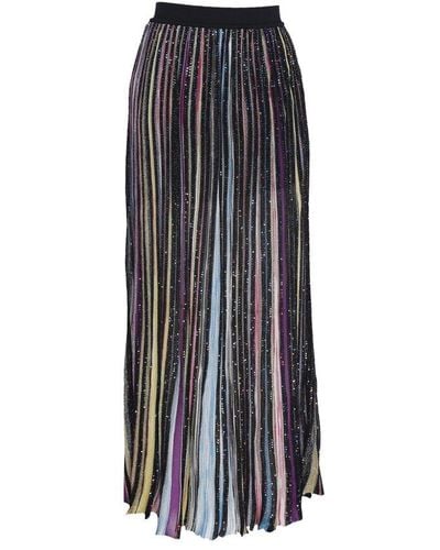 Missoni Sequinned Striped Pleated Midi Skirt - Multicolour