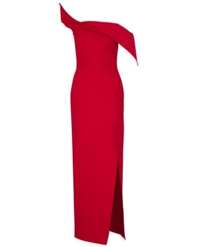 Roland Mouret Asymmetric Wool-blend Maxi Dress - Red