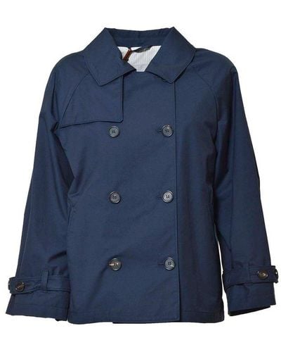 Max Mara The Cube Double Breasted Oversized Trench Coat - Blue