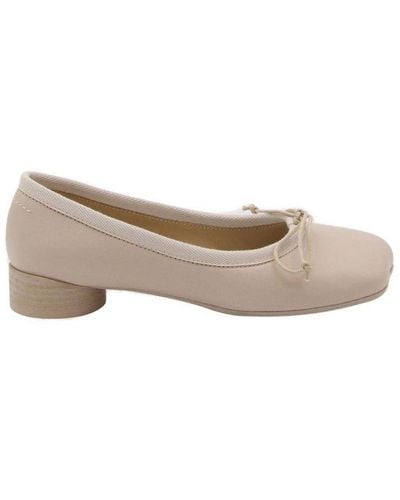 MM6 by Maison Martin Margiela Bow Detailed Ballet Flats - Natural