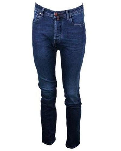 Jacob Cohen Bard J688 Jeans In Premium Edition Stretch Denim With 5 Pockets With Closure Buttons And Branded Label - Blue