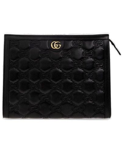 Gucci GG Matelassé Leather Pouch - Black