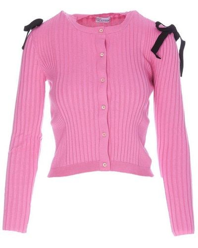 RED Valentino Red Bow Detailed Buttoned Cardigan - Pink