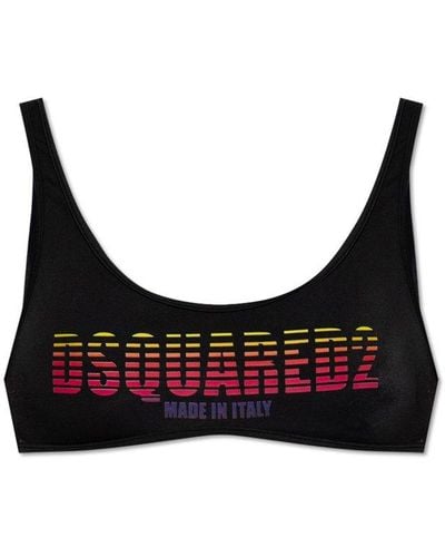 DSquared² Logo Printed Swim Top - Black