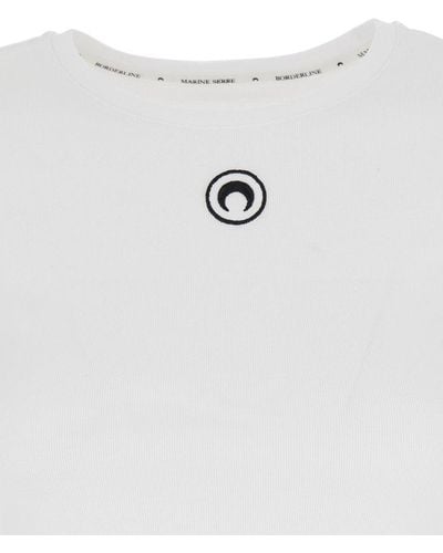 Marine Serre Organic Cotton 1x1 Rib T-shirt Clothing - White