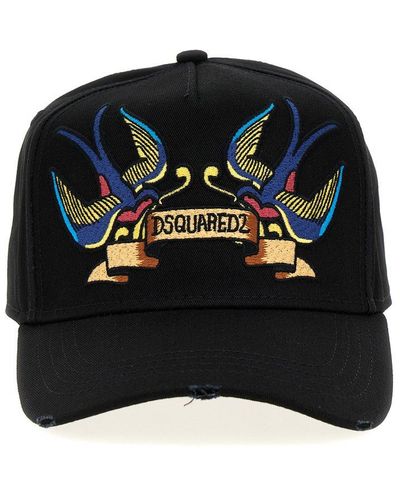 DSquared² Logo Embroidery Cap Hats - Black