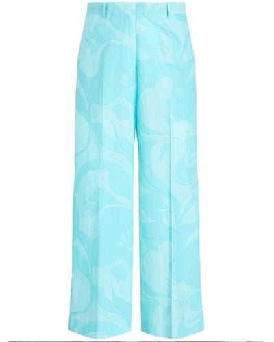 Etro Printed Cropped Trousers - Blue