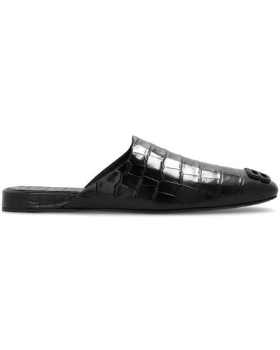 Balenciaga Cosy Bb-plaque Embossed Sandals - Black