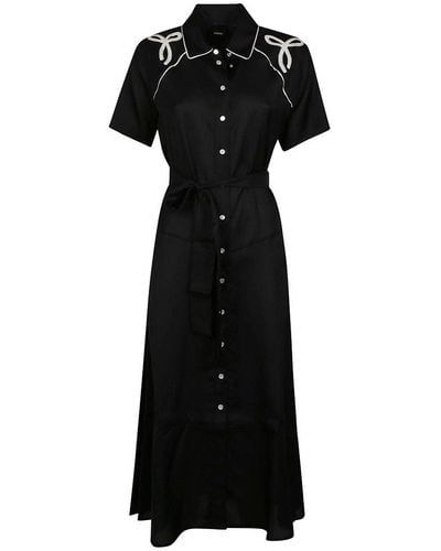 Pinko Tied-waist Long Shirt Dress - Black