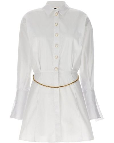 Elisabetta Franchi Chain Linked Long Sleeved Shirt-dress - White