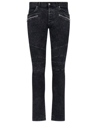 Balmain Zipped Detailed Skinny Jeans - Black