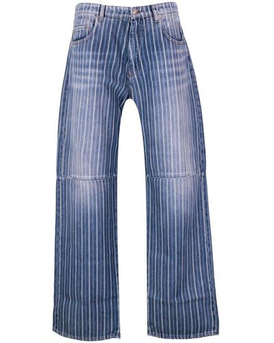 Sportmax Wide-fit Striped Jeans - Blue