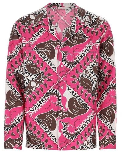 Valentino Abstract-printed Buttoned Shirt - Pink
