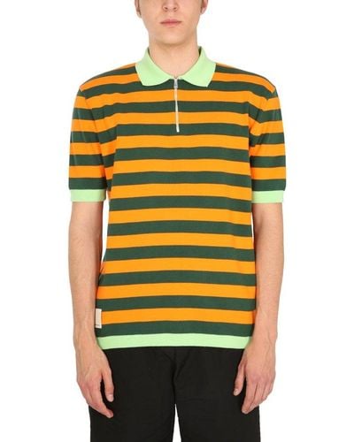 Sunnei Stripped Knitted Polo Shirt - Yellow