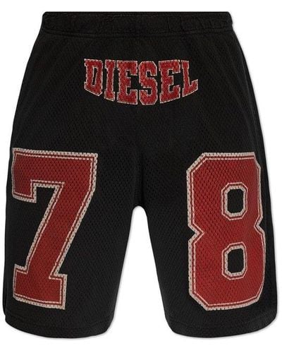 DIESEL 'p-tain-short' Shorts With Logo, - White